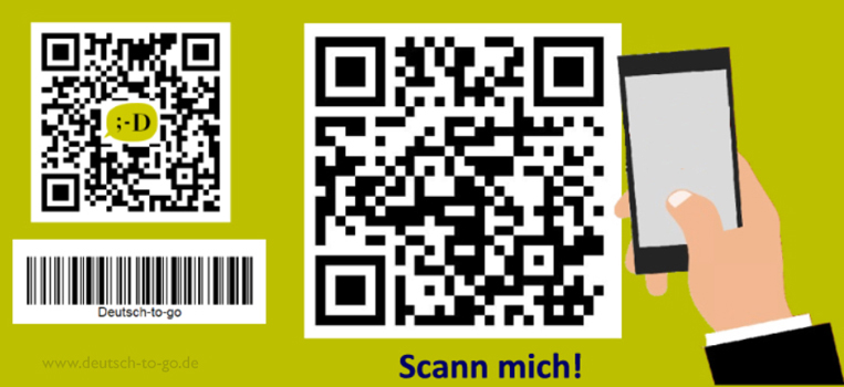 QR-Code von Deutsch-to-go und ein neuer Code zum Scannen.